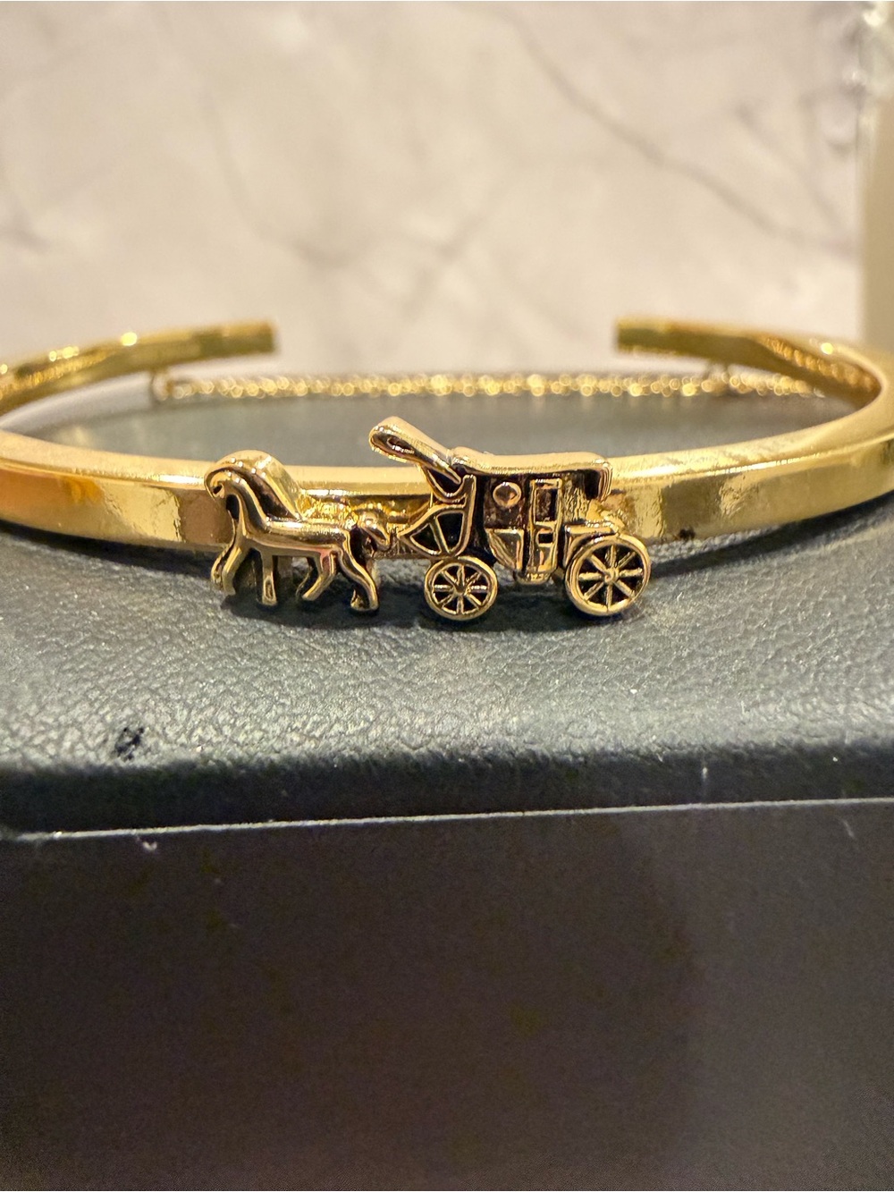 COACH | Gold Plated Traditional Horse & Carriage Logo Cuff Bracelet | Medium